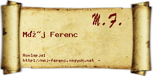 Máj Ferenc névjegykártya