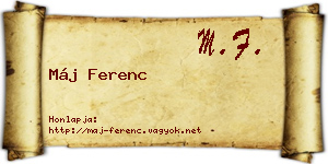 Máj Ferenc névjegykártya